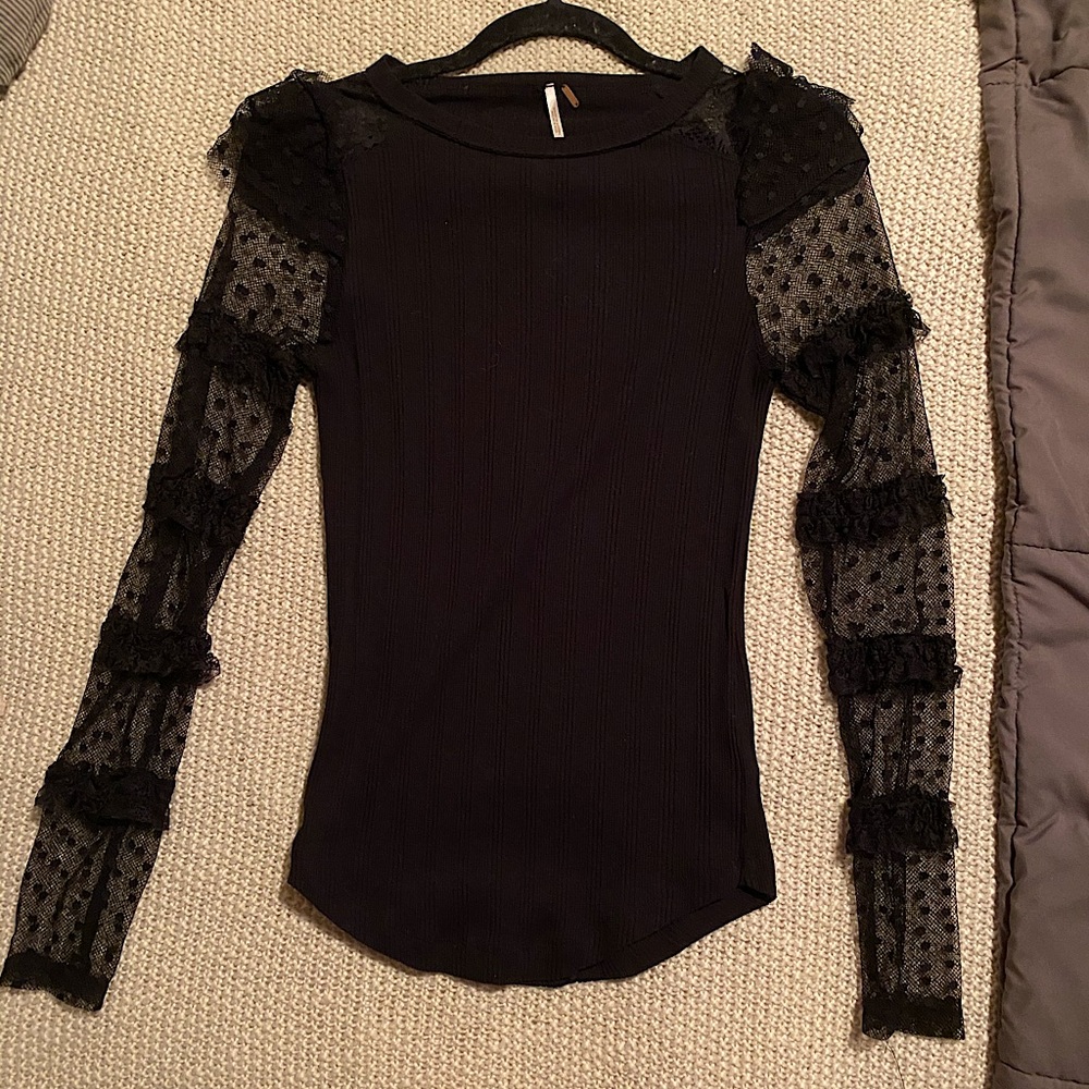 Free People sheer sleeve layering top